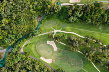 Poster - Top down view of greenery golf court