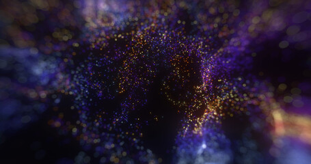 Wall Mural - beautiful bokeh light effects with glowing particles. abstract digital wave of particles and dots ba