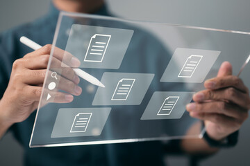 Leinwandbilder - Corporate business technology, online documentation database, Document Management System (DMS), online documentation database and process automation to efficiently handle files.