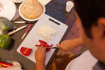 Sticker - Closeup shot of cutting the pepper