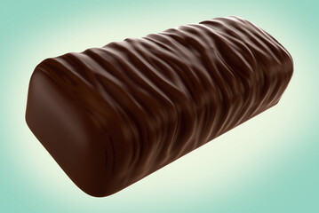 Wall Mural - Delicious Snack Chocolate coated bar. Isolated on background. 3d illustration.
