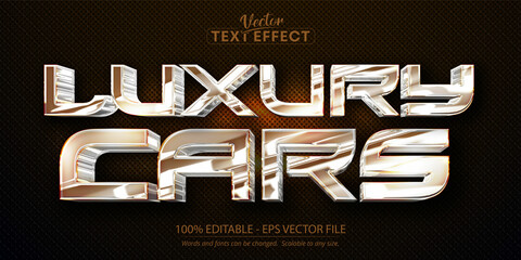 Wall Mural - Chrome editable text effect, shiny silver color and metallic font style, Luxury cars text