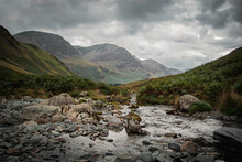 A Landscape Photograph Looking Over The Southern Fells Of Buttermere Valley In The Lake District, Cumbria.