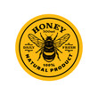 Local Honey Bee Label Template. Abstract Vector Sticker or Packaging Design Layout in circle shape.