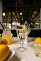 Canvas Print - Closeup shot of oranges and a glass full of orange juice