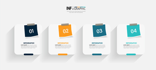 Poster - Business Infographic with note paper design vector.	