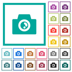 Canvas Print - Camera solid flat color icons with quadrant frames