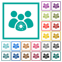 Sticker - Group covid infection flat color icons with quadrant frames