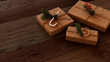 © RocknRoller Studios - Christmas Gifts wrapped in Brown paper with Eco-Friendly decorations.