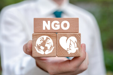 Concept of NGO Non-Governmental Organization and Charity. Donation, Foundation, Humanitarian Help Fund. Nongovernmental nonprofit organization.