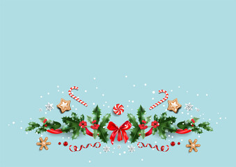 Fotobehang - Christmas holly deasign