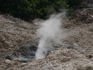 Wall Mural - Smoke rises from the drive-thru volcano in St. Lucia, Caribbean