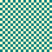 Two Color Checkerboard. Teal And Beige Colors Of Checkerboard. Chessboard, Checkerboard Texture. Squares Pattern. Background.