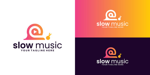 music snail logo design inspiration, slow music,