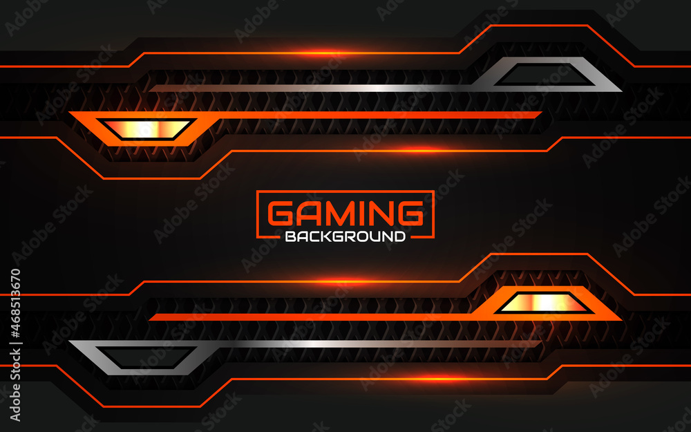 Abstract light futuristic orange and black gaming background with ...
