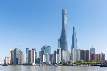 Canvas Print - shanghai cityscape by river