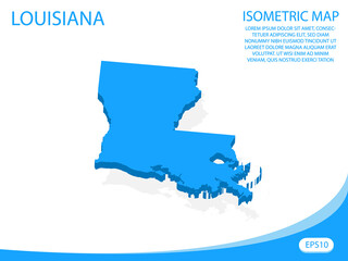 Wall Mural - Modern vector isometric of Louisiana blue map. elements white background for concept map easy to edit and customize. eps 10