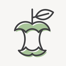 Recyclable Eaten Apple Icon Vector For Business In Simple Line