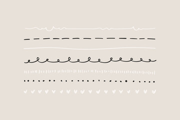 Cute doodle line border vector set