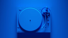 Blue Turntable Post-Punk Record Player With Blue Background 3d Illustration Render