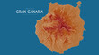 Topographic map of Gran Canaria, Canary Islands, Spain. Vector detailed elevation map of island. Geographic elegant landscape outline poster.