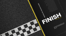 Textured Asphalt With Finishing Line Vector Illustration. Auto Racing Grand Prix Championship Background Template