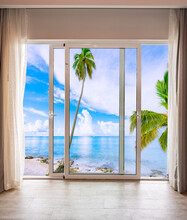 Large Glass Door Overlooking The Beach