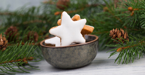 Sticker - Cinnamon stars, traditional german christmas cookies, gingerbread