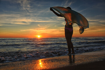 woman on the beach at sunset 5