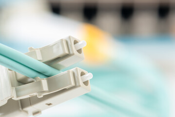 duplex fiber optic patch cord with connectors type lc close-up