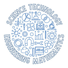 Wall Mural - Vector Science STEM round concept banner or illustration