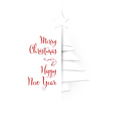 Wall Mural - christmas card with tree made from paper stripes