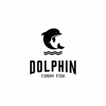 Dolphin Logo Illustration Vector, Dolphin Silhouette