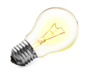 Wall Mural - Modern glowing lamp bulb on white background