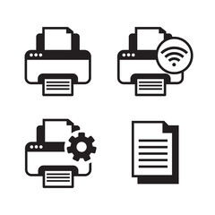 Wall Mural - wireless printer icon in black color isolated on white background. set of simple printer vector illu