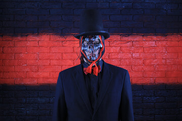 Wall Mural - portrait of a man in a mask of the devil