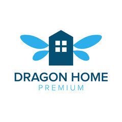 Wall Mural - dragon home logo icon vector template