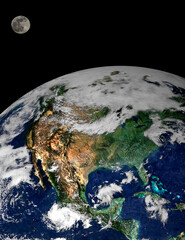 Wall Mural - earth and moon in space