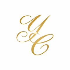 Canvas Print - YC logo initials monogram elegant gold color