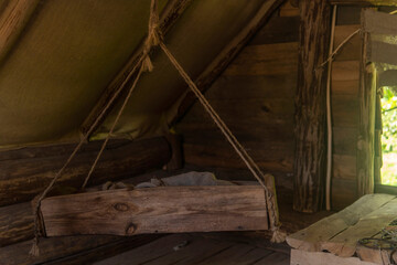 antique cradle for babies in an old hut