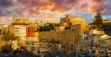 Landscape With Ciutadella De Menorca At Sunset, Minorca Island, Spain