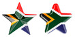 Stars with South African flag, 3D rendering