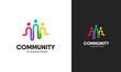 Colorful People community logo template designs vector illustration