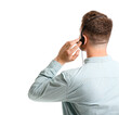 © Pixel-Shot - Male consultant of call center in headset on white background