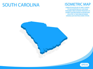 Wall Mural - Modern vector isometric of South Carolina blue map. elements white background for concept map easy to edit and customize. eps 10