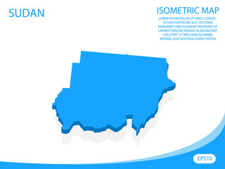 Wall Mural - Modern vector isometric of Sudan blue map. elements white background for concept map easy to edit and customize. eps 10