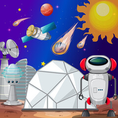 Wall Mural - A space cartoon background scene