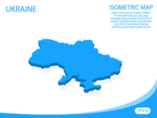 Wall Mural - Modern vector isometric of Ukraine blue map. elements white background for concept map easy to edit and customize. eps 10