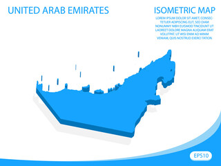 Wall Mural - Modern vector isometric of United Arab Emirates blue map. elements white background for concept map easy to edit and customize. eps 10