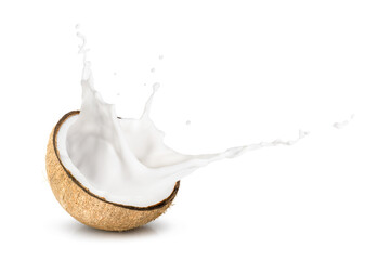 Poster - Coconut Milk spash isolated on white